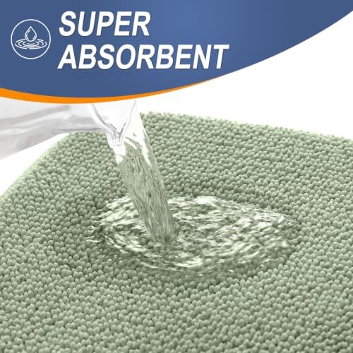 OLANLY Memory Foam Large Bathroom Rug 47x32, Absorbent Bath Mat, Sage Green - Image 3