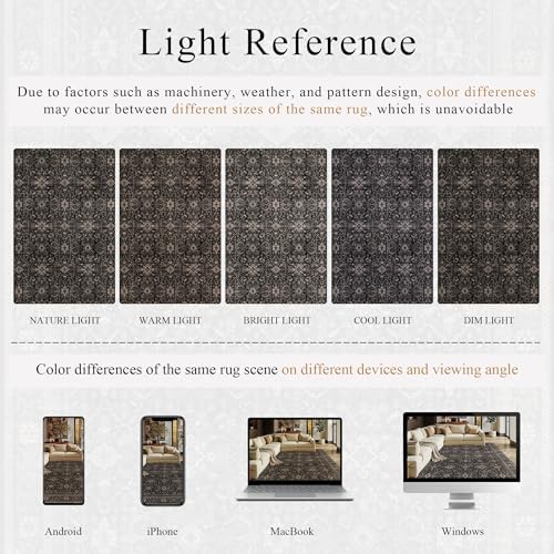 Schweek 2.6x10 Kitchen Runner Rug Washable Non Slip Hallway Runners Black - Image 6