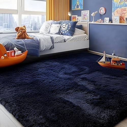 Dark Navy Blue Rugs for Living Room 5x8 Ft, Plush Area Rugs for Bedroom - Image 2