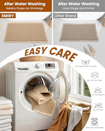 Smiry Waffle Bathroom Rugs Sets 2 Piece (36x24+30x20, Brown) - Image 6