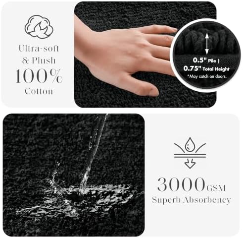 Madison Park Splendor Reversible 100% Cotton Bath Rug, 24 x 44, Black - Image 3