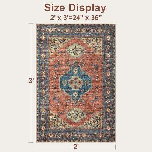 Tangsoo Oriental 2x3 Washable Entryway Rugs, Non Slip Small Area Rug - Image 2