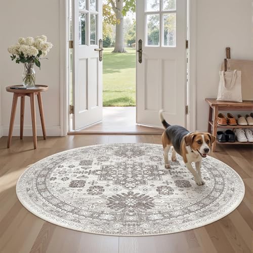 zesthome Round Rug 6ft,Circle Rug for Dining Room Table,Brown - Image 4