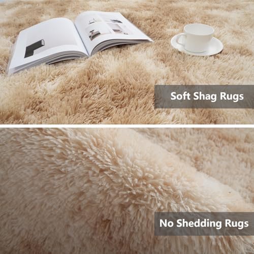 Shag Runner Rug for Bedroom Living Room 2x6 Upgrade Non-Slip Fluffy Soft Bedside Rugs,Mottling Camel Shaggy Carpet for Livingroom Dorm Home Decor Aesthetic - Image 4
