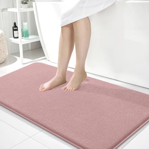 OLANLY Memory Foam Bathroom Runner Rugs 44x24, Long Bath Mats, Dusty Rose by OLANLY