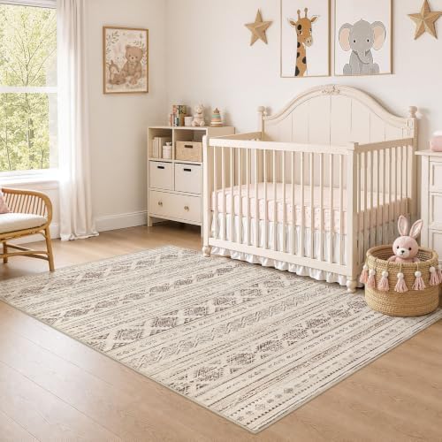 Nakagishi Boho 4x6 Area Rug Living Room Rugs Machine Washable Dark Brown - Image 3
