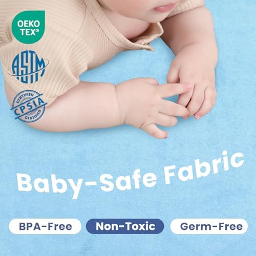 Baby Play Mat for Floor,1.3" Thick Memory foam Tummy Time Mat for Toddlers,Infants,kids,Water-Repellent Soft Nursery Rug,Extra Large Non Slip for Crawling&Yoga,Tatami Style for Living Room(Light Blue) - Image 5