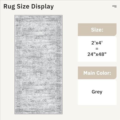 Soalmost 2x4 Washable Rugs for Kitchen, Entryway, Small Area Rug Grey - Image 5