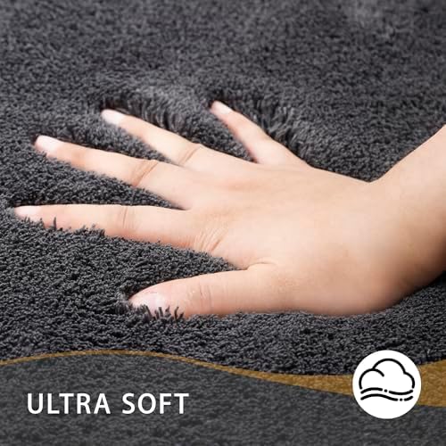 MINIDEAR Bathroom Rugs 60x24 Volcanic Gray - Thick Memory Foam Bath Mat, Ultra Soft & Plush Fluffy, Non-Slip, Quick Dry, Absorbent Washable Floor Microfiber Mat for Tub, Home Decor Accessories - Image 3