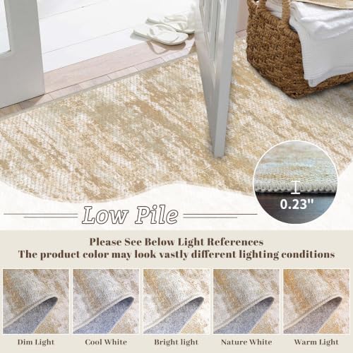 Small Area Rug 3x4 ft, Textured Non Slip Entryway Rug, Beige/Yellow - Image 2