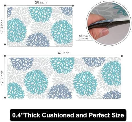 Teal Kitchen Mats Set of 2 Cushioned Anti Fatigue Kitchen Rugs Non Slip Waterproof Runner Memory Foam Kitchen Floor Mat Comfort Standing Mat for Sink,Office,Laundry - Image 2