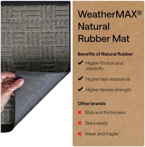 GORILLA GRIP WeatherMAX Door Mat, Indoor Outdoor Use, 47x35, Gray Maze - Image 5