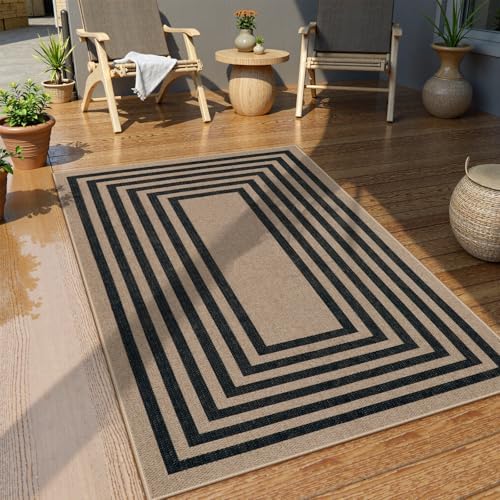 Lahome Modern 3x5 Outdoor Patio Rug, Black Indoor Outdoor Easy Jute Rug - Image 6