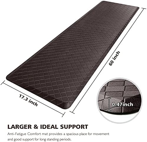 HappyTrends Kitchen Mat Cushioned Anti-Fatigue Floor Mat,17.3"x60",Thick Waterproof Non-Slip Kitchen Mats and Rugs Heavy Duty Ergonomic Comfort Rug for Kitchen,Floor,Office,Laundry,Chocolate - Image 2
