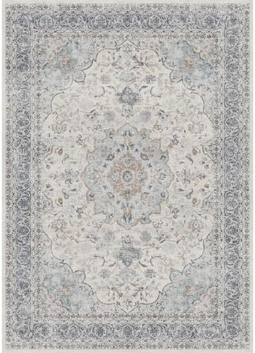 4x6 Washable Runner Rug Navy Blue Non Slip Vintage Carpet by WondRg