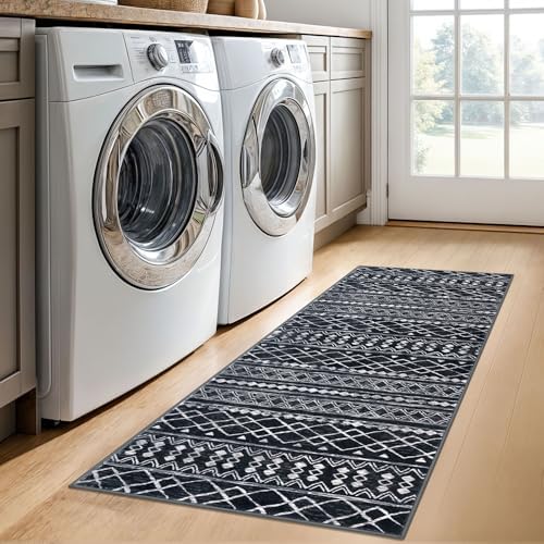 KUTA Boho Vintage Hallway Runners 2x5 ft Black Moroccan Washable Runner Rug - Image 4