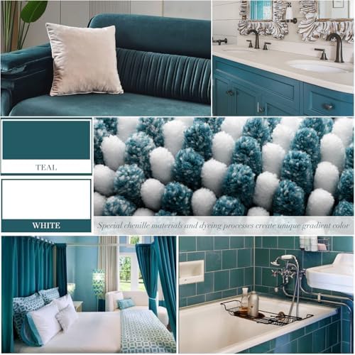BSICPRO Bathroom Rugs Sets 2 Piece, Non Slip Striped Bath Mats, Teal - Image 3