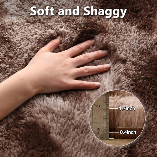 6x9 Large Fluffy Shaggy Area Rugs Non-Slip for Living Room Tie-Dyed Coffee - Image 6