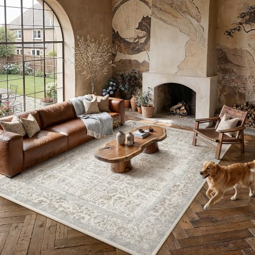 PureCozy Taupe Area Rug 7x9 Vintage Floral - Image 2