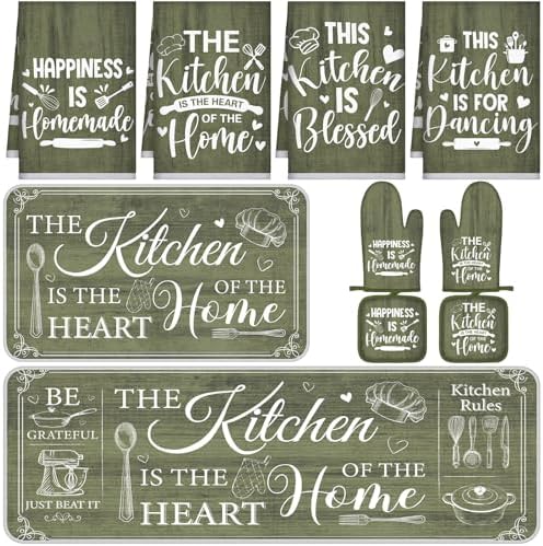 Fourluoo 10 Pcs Sage Green Kitchen Decor Set Farmhouse by Fourluoo
