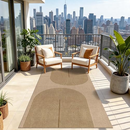 Easy Jute Rug for Pet Homes: 4x7 Outdoor Rug - Geometric Arch Pattern - Image 3
