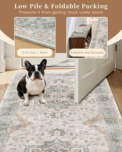 Madane Hallway Runner Rug 2x8 Washable Kitchen Rugs Soft, Light Taupe Brown - Image 6