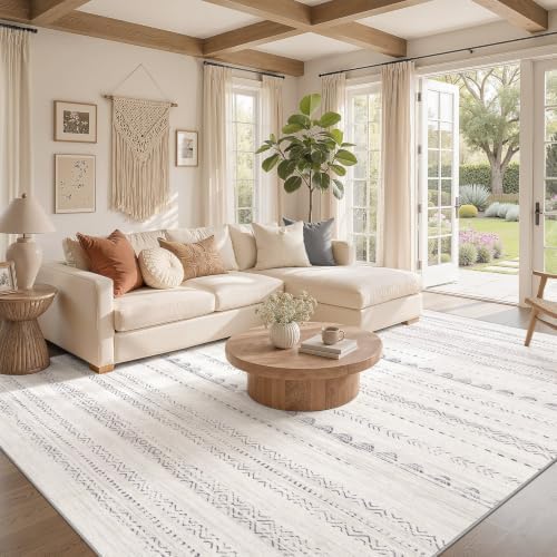 Nakagishi Boho 6x8 Area Rug Living Room Rugs Machine Washable Gray - Image 2