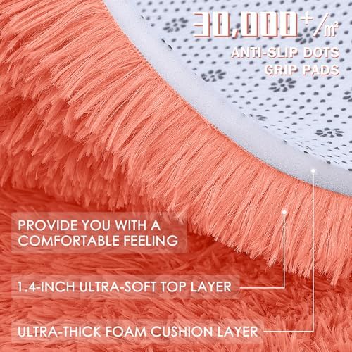 OLANLY 5x8 Machine Washable Large Area Rugs for Living Room, Bedroom, Soft Fluffy Shaggy Bedside Rug, Indoor Floor Carpet for Kids Girls and Boys, Dorms, Nursery, Home Decor Aesthetic, Coral Red - Image 5