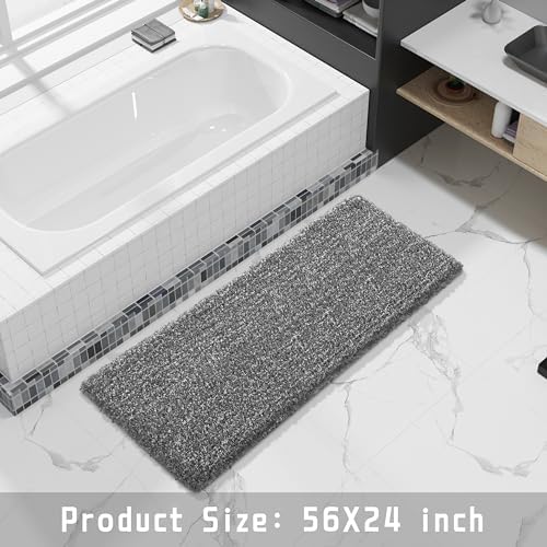 Yimobra Bathroom Runner Rug Non Slip 56x24, Bath Mat, Light Gray&Black Gray - Image 6