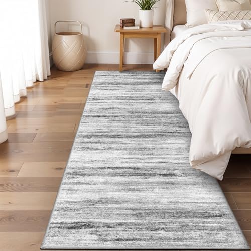 3x8 Washable Runner Rug for Family: Easy-to-Clean Runners for Hallway Entryway Kitchen Bedroom - Stain and Water Resistant Rugs with Non-Slip Backing - Soft Low-Pile Carpet Grey by WIEVEDENS