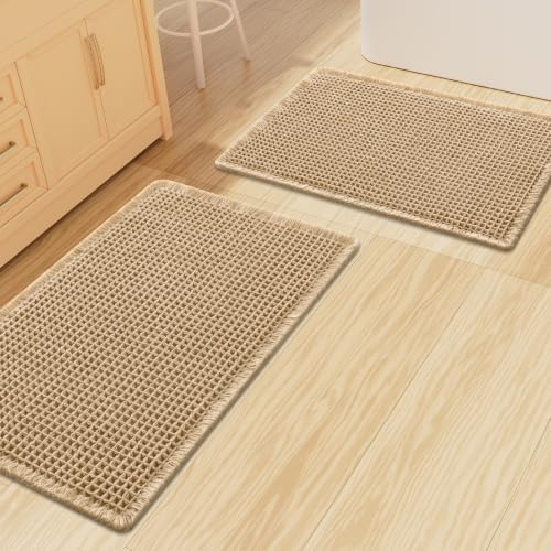 Smiry Waffle Bathroom Rugs Sets 2 Piece (30x20+30x18, Brown) by Smiry