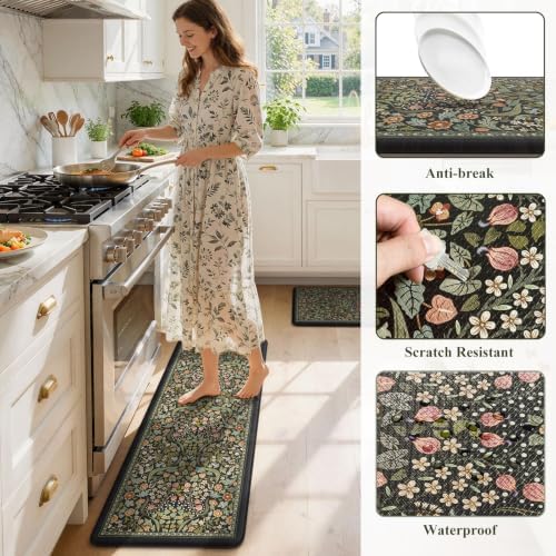 Collive Kitchen Rugs Sets of 2 Cushioned Anti Fatigue, 20"x47"+20"x32" - Image 6