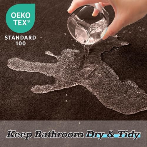 HUXMEYSON Bathroom Rugs Sets 3 Piece, Non-Slip & Quick Dry Bath Mat Set, Ultra Soft Velvet Bath Rugs for Bathroom, Toilet and Shower Floor, Brown - Image 4