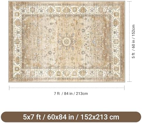 befbee Washable 5x7 Area Rug Non Slip Stain Resistant Rug for Living Room - Image 2