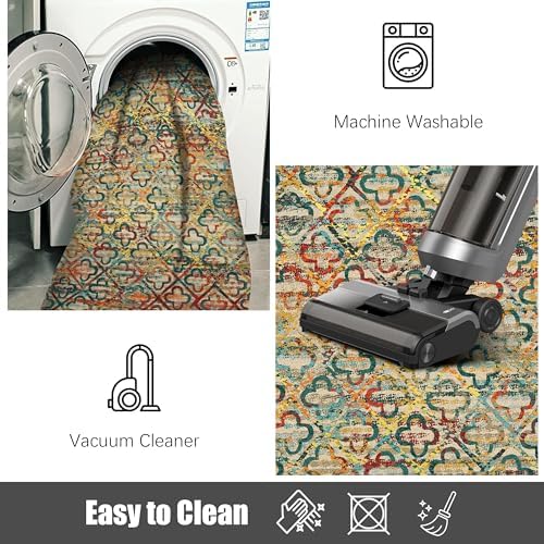 RUGSURE Washable Area Rugs, 4' x 6' - 1/6 Thick - Stain & Water Resistant Non-Slip - Perfect Resistant Rug for Living Room, Bedroom, Nursery, Pet & Child Friendly, Vibrant Colors Rugs, Multicolor - Image 7