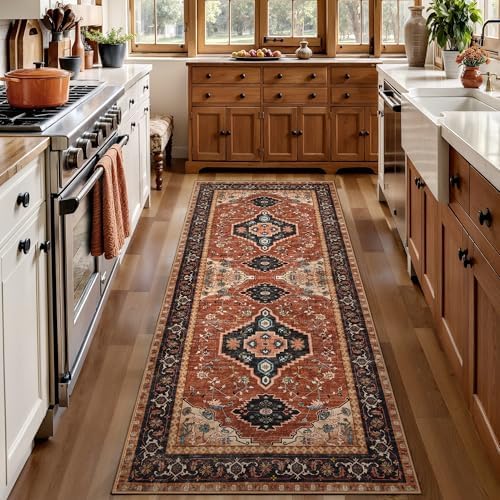 Tangsoo Vintage Orange 2x6 Washable Runner Rugs for Hallways, Non Slip - Image 7
