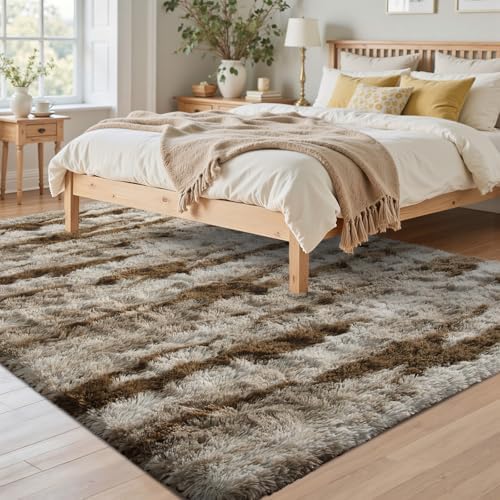5x7 Ft Fuzzy Rugs for Bedroom,Khaki Neutral Area Rug Non-Slip,Carpet for Living Room Nursery Kids PlayRoom Indoor Modern Plush Carpets - Image 3