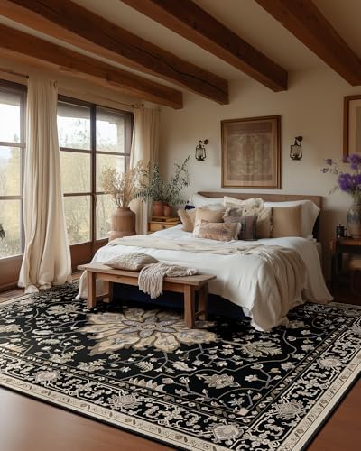 RELEANY Washable Area Rug, 6'x9', Black/Neutral - Image 3