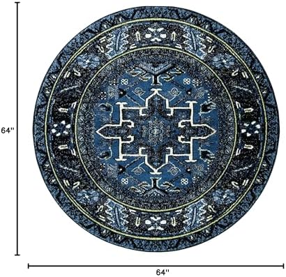 SAFAVIEH Vintage Hamadan Round Rug 5'3", Traditional Blue & Grey VTH211N - Image 2