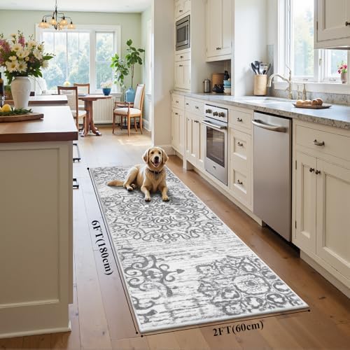 HEBE Hallway Runner Rug 2'x6', Washable Non Slip Kitchen Rug Runner - Image 2