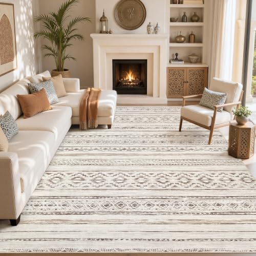 cotiled Boho 10x14 Area Rug for Living Room: Large Moroccan Washable Rug by COTILED