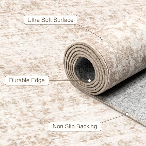 10x14 Area Rugs Living Room: Washable Rug for Bedroom Beige Brown - Image 7