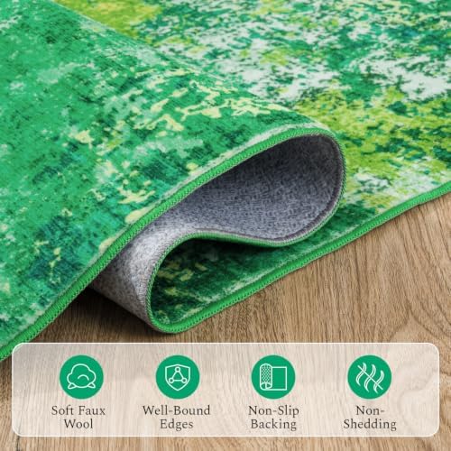 Rugflix 8x10 Green Area Rug for Living Room, Washable Colorful Abstract Rug - Image 7