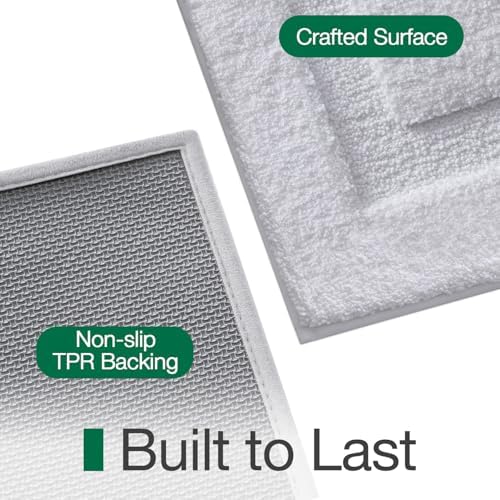 LUMI Large Bathroom Rugs Soft Absorbent, Non Slip Bath Mat 24x43, White - Image 4