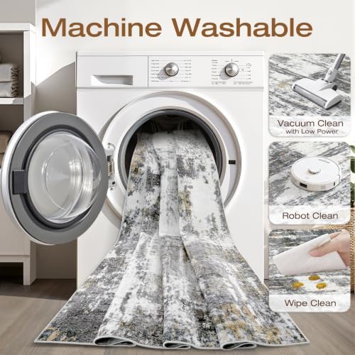 LOONGRUG 6x9 Area Rug Washable Neutral Moder Living Roomn Rug Black White - Image 2