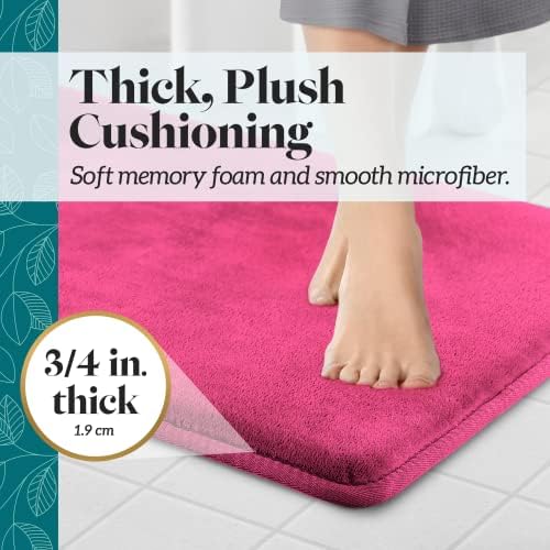 Memory Foam Bath Mat Non Slip Absorbent Super Cozy Velvet Bathroom Rug Carpet (20 inches X 32 inches, Fuschia) - Image 4