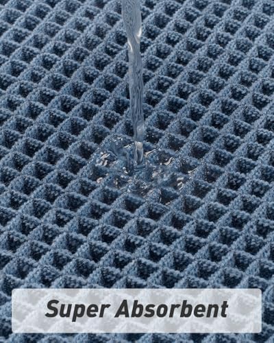Blue, Quick Dry Washable Bathroom Rugs, Extra Soft Decorative Bath Rugs for Bathroom Floor, Beside Tub and Shower - Image 3