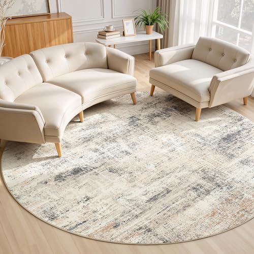 6ft Area Rug for Living Room, Abstract Washable Non-Slip Large Rugs, Gold by Lofus