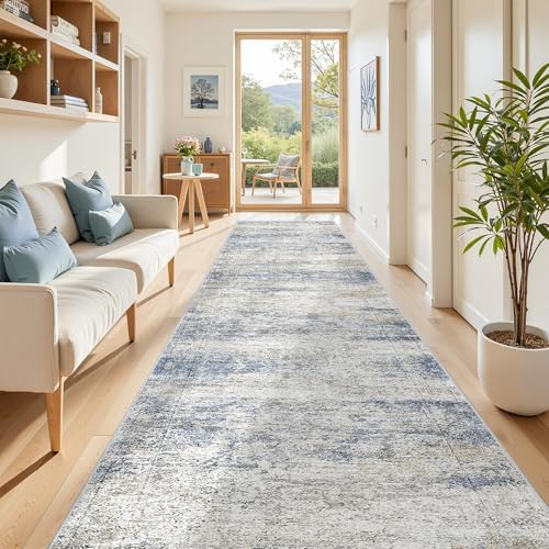 3x14 Runner Rug Non Slip,Washable Hallway Runner Rug,Blue - Image 5