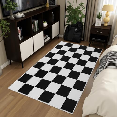 Terrug Black and White Checkered Rug for Entryway, 2x3 Small Area Rugs - Image 2